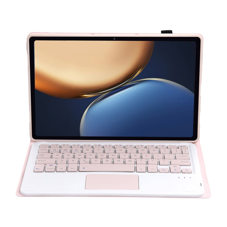AHV7-A Lambskin Texture Ultra-thin Bluetooth Keyboard Leather Tablet Case with Touchpad For Honor Tablet V7 Pro(Pink)