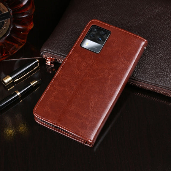For Cubot X50 idewei Crazy Horse Texture Leather Case with Holder & Card Slots & Wallet(Black)