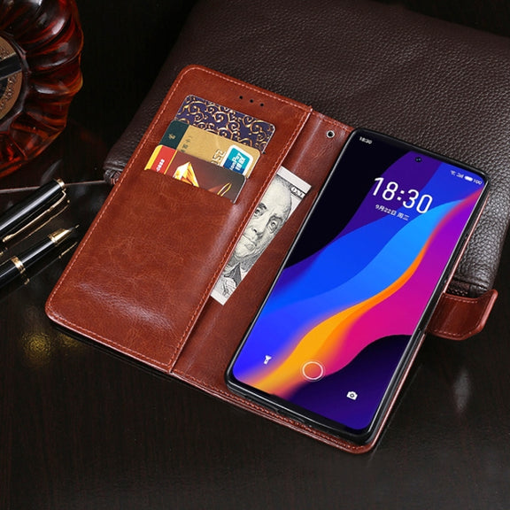 For Meizu 18x idewei Crazy Horse Texture Leather Case with Holder & Card Slots & Wallet(Red)