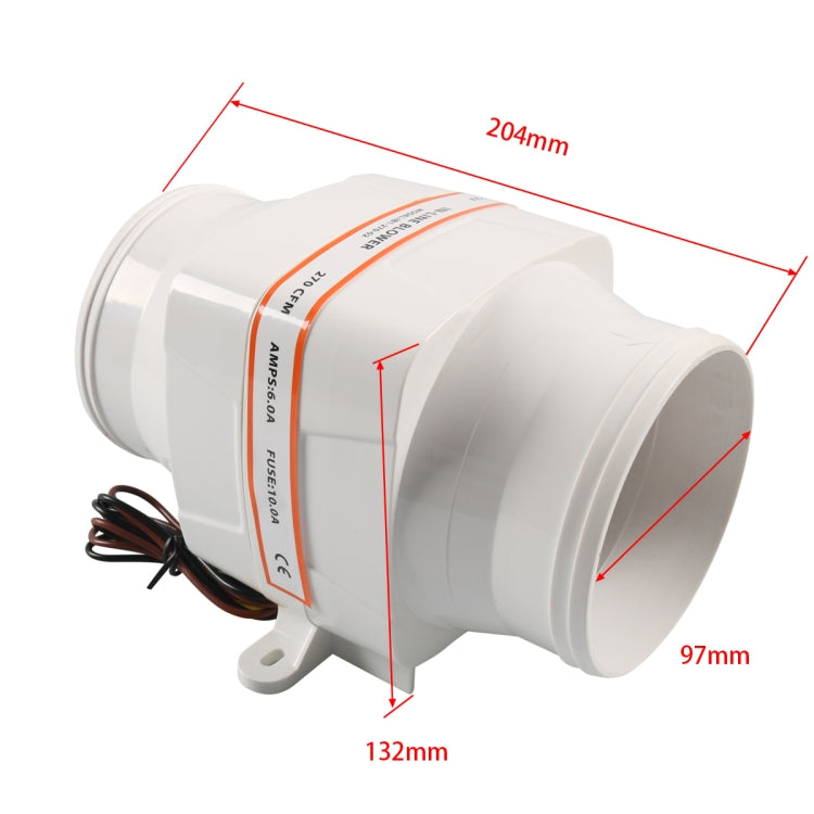 A6608-01 4 inch 12V 6-Blade Yacht Exhaust Fan