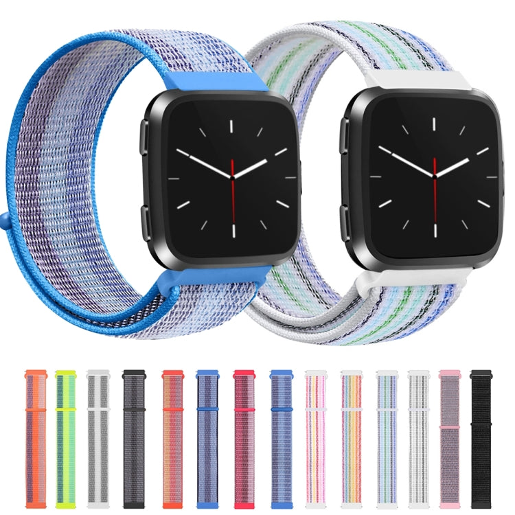 For Fitbit Versa 1 / 2 Universal Nylon Strap Watch Band(White Pinstripe)