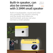 T20 320x240 400 Lumens Portable Home Theater LED HD Digital Projector, Same Screen Version, UK Plug(White Yellow)