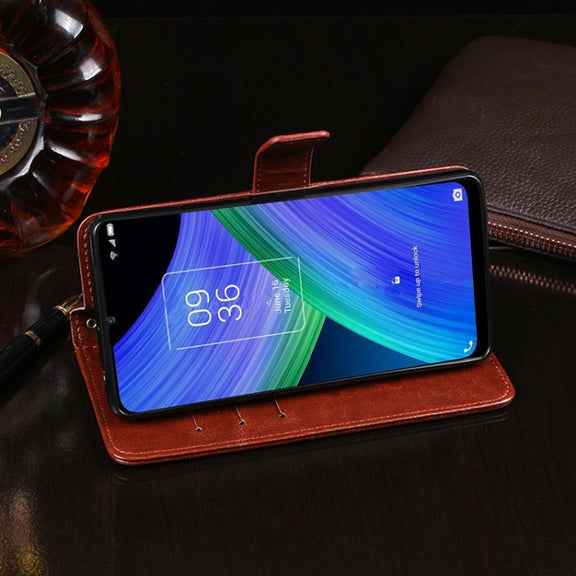 For TCL 20 R 5G idewei Crazy Horse Texture Leather Phone Case(Brown)