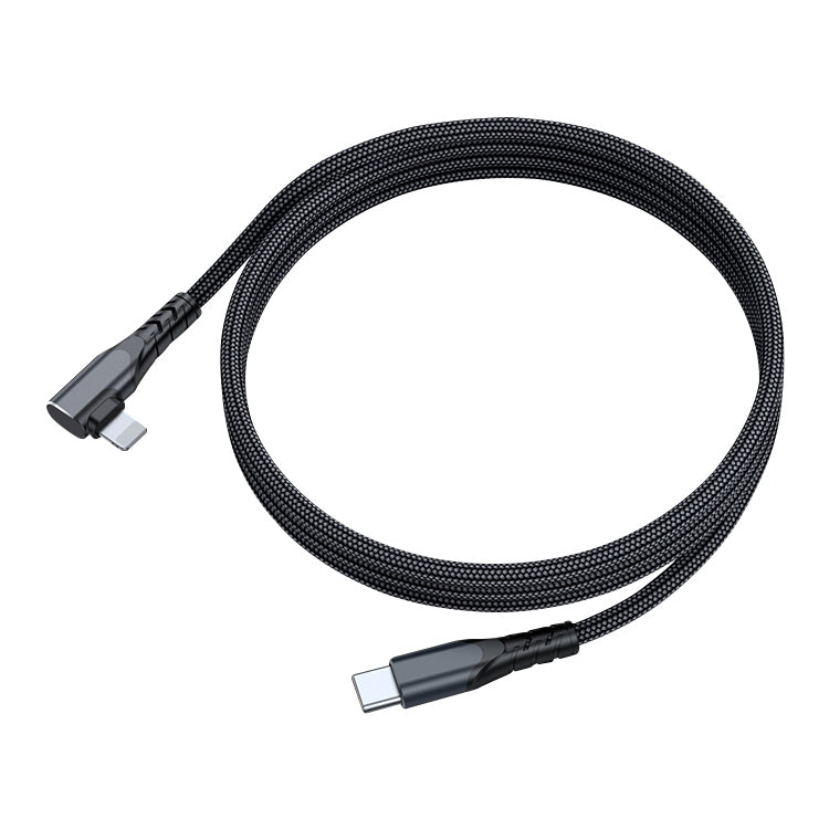 A6 PD 20W USB-C / Type-C to 8 Pin Elbow Data Cable for iPhone, iPad, Length:1m(Black)