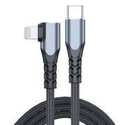 A6 PD 20W USB-C / Type-C to 8 Pin Elbow Data Cable for iPhone, iPad, Length:1m(Grey)