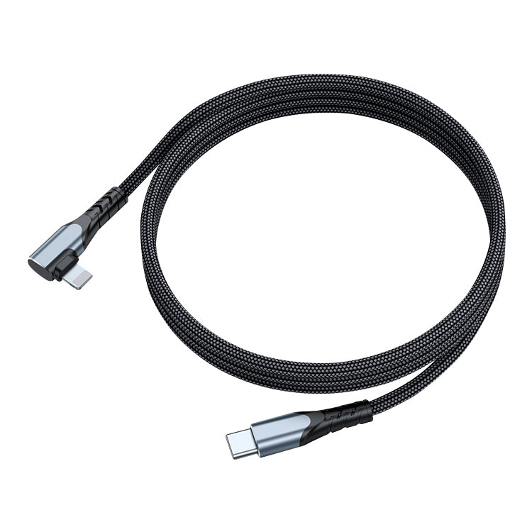 A6 PD 20W USB-C / Type-C to 8 Pin Elbow Data Cable for iPhone, iPad, Length:2m(Grey)