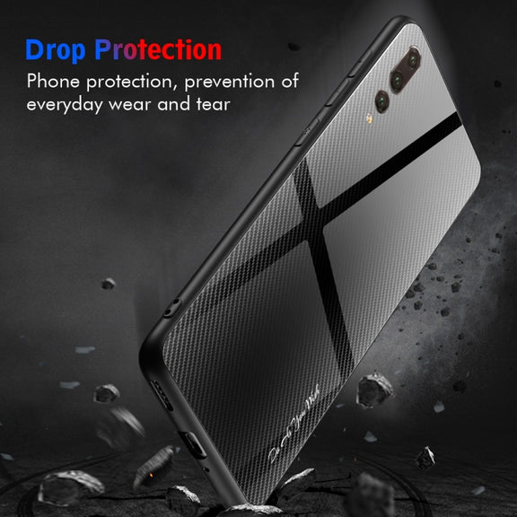 For Huawei P20 Pro Texture Gradient Glass Protective Case(Blue)