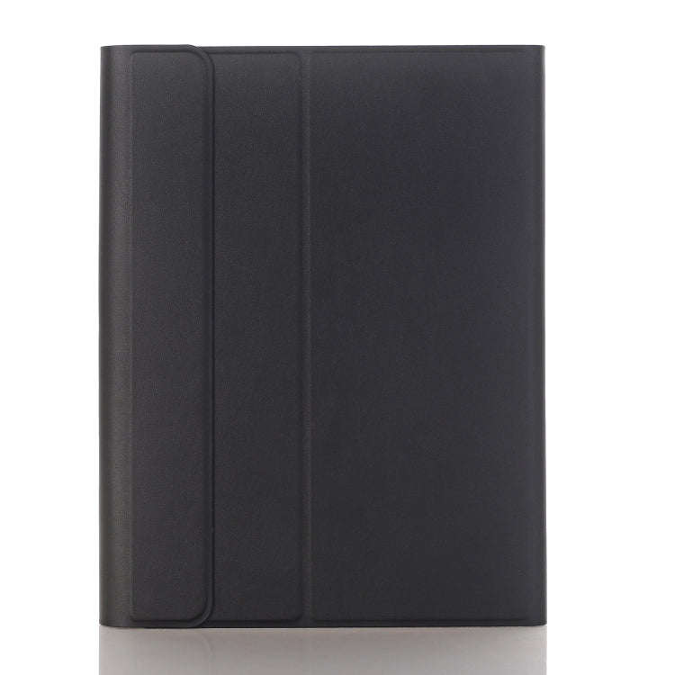 A102B-A Lambskin Texture Square Keycap Bluetooth Keyboard Leather Case with Touch Control For iPad Pro 10.5 inch / 10.2 2021 & 2020 & 2019 / Air 3(Black)