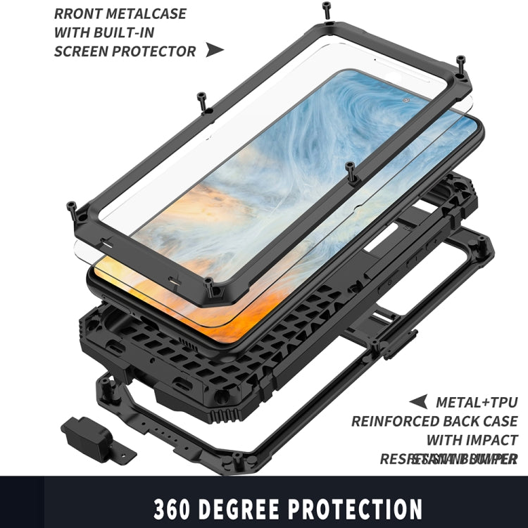 For Samsung Galaxy S21 FE R-JUST Rugged Phone Case with Holder(Black)