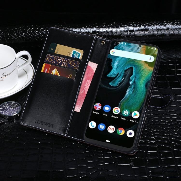 For Cubot Max 3 idewei Crocodile Texture Leather Phone Case(Black)