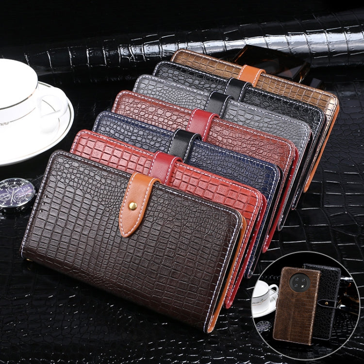 For Cubot Note 9 idewei Crocodile Texture Leather Phone Case(Black)