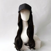 Hat Big Curve Wig One-piece Long Curly Chemical Fiber Headgear for Women(Granny Grey)