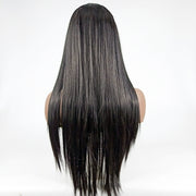 Centre-parted Long Straight Wig Headgear for Women(Black)