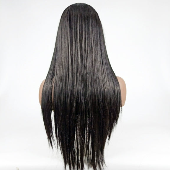 Centre-parted Long Straight Wig Headgear for Women(Black)