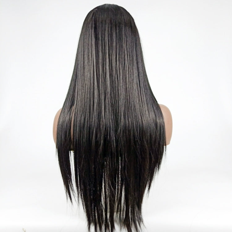 Centre-parted Long Straight Wig Headgear for Women(Wine Red)