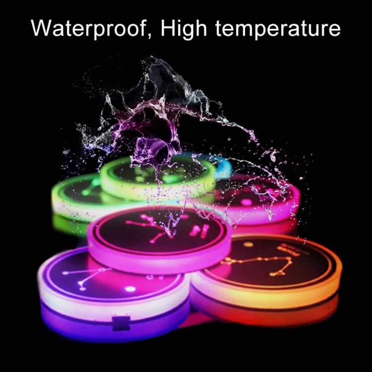 2 PCS Car Constellation Series AcrylicColorful USB Charger Water Cup Groove LED Atmosphere Light(Pisces)