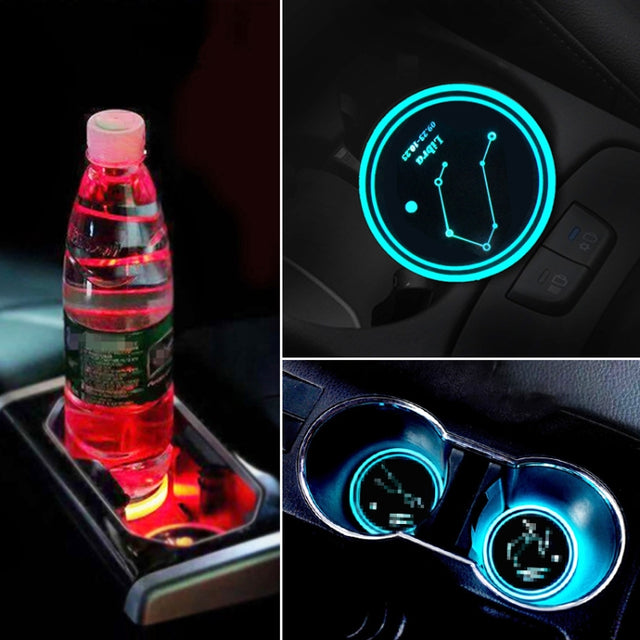 2 PCS Car Constellation Series AcrylicColorful USB Charger Water Cup Groove LED Atmosphere Light(Libra)