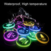 Car AcrylicColorful USB Charger Water Cup Groove LED Atmosphere Light(Christmas Tree)