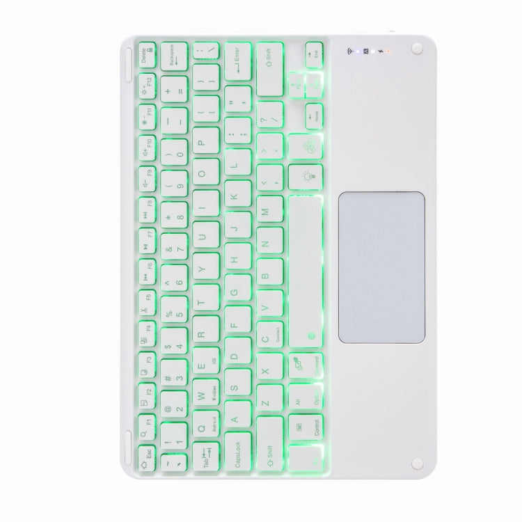 H-097CS Touch Backlight Bluetooth Keyboard Leather Case with Rear Three-fold Holder For iPad 9.7 2018 & 2017(Rainbow)