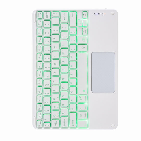 H-097CS Touch Backlight Bluetooth Keyboard Leather Case with Rear Three-fold Holder For iPad 9.7 2018 & 2017(Rainbow)