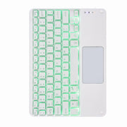 H-097CS Touch Backlight Bluetooth Keyboard Leather Case with Rear Three-fold Holder For iPad 9.7 2018 & 2017(Purple)