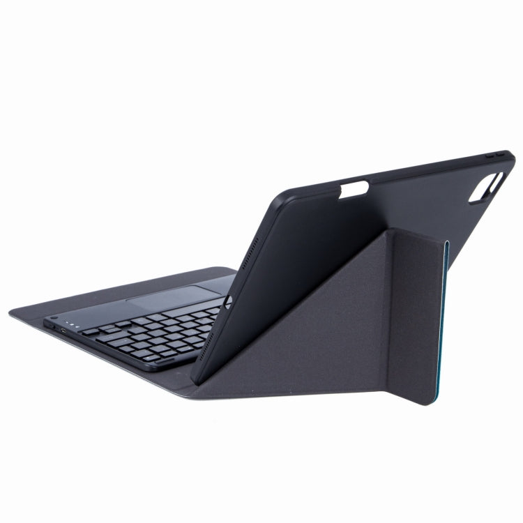 H-109CS Touch Backlight Bluetooth Keyboard Leather Case with Rear Three-fold Holder For iPad Pro 11 inch 2021 & 2020 & 2018 / Air 2020 10.9(Black)