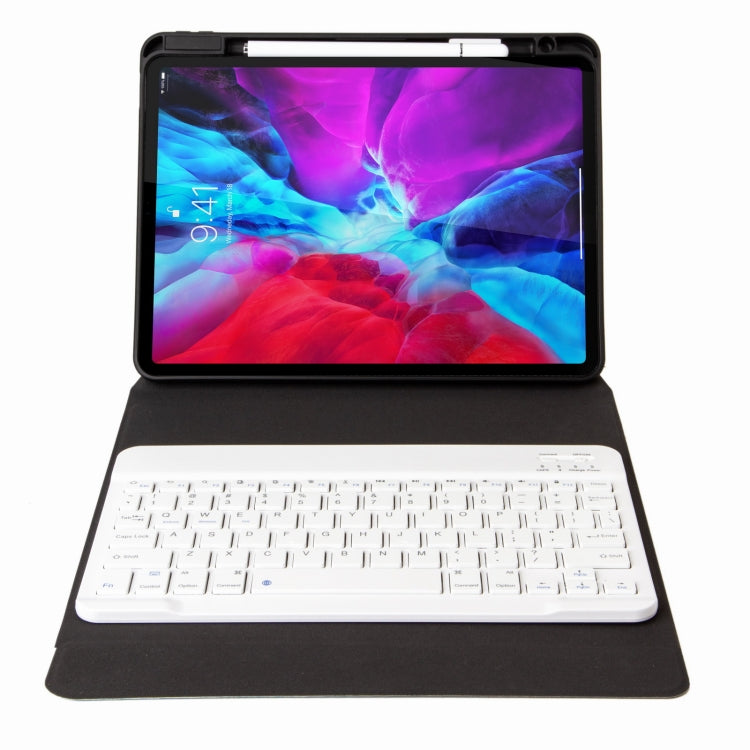 H-097 Bluetooth Keyboard Leather Case with Rear Three-fold Holder For iPad 9.7 2018 & 2017(Purple)