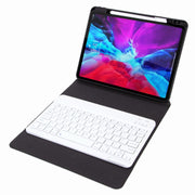H-097 Bluetooth Keyboard Leather Case with Rear Three-fold Holder For iPad 9.7 2018 & 2017(Purple)