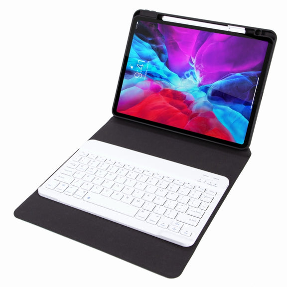 H-097 Bluetooth Keyboard Leather Case with Rear Three-fold Holder For iPad 9.7 2018 & 2017(Purple)
