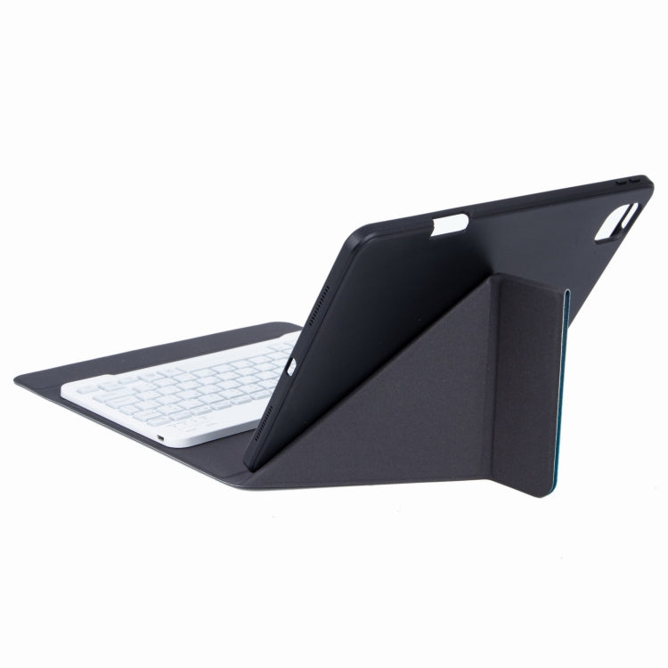 H-097 Bluetooth Keyboard Leather Case with Rear Three-fold Holder For iPad 9.7 2018 & 2017(Purple)
