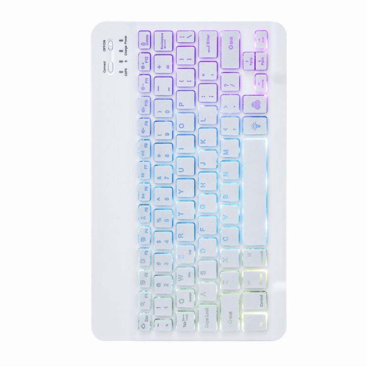 H-097S3 Tri-color Backlight Bluetooth Keyboard Leather Case with Rear Three-fold Holder For iPad 9.7 2018 & 2017(Purple)
