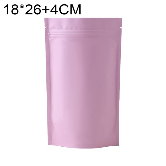 100 PCS/Set Matte Aluminum Foil Snack Stand-up Pouch, Size:18x26+4cm(Pink)