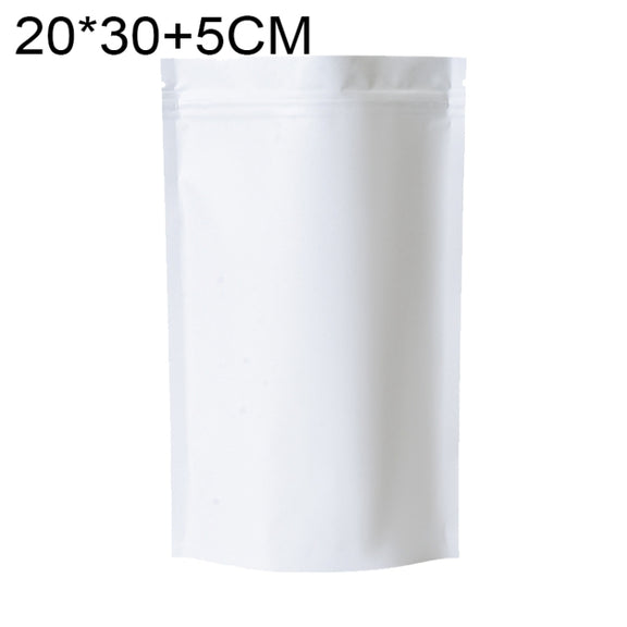 100 PCS/Set Matte Aluminum Foil Snack Stand-up Pouch, Size:20x30+5cm(White)