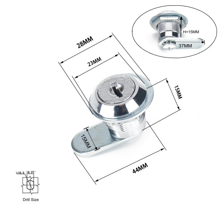 A2922-01 2pcs 15mm Cylinder Drawer & Cabinet Lock Cam Locks