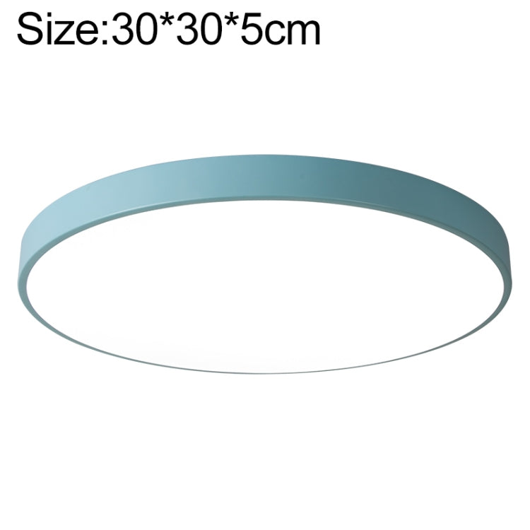 Macaron LED Round Ceiling Lamp, 3-Colors Light, Size:30cm(Blue)