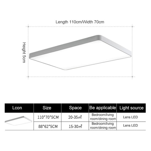 Macaron LED Rectangle Ceiling Lamp, White Light, Size:88x62cm(White)