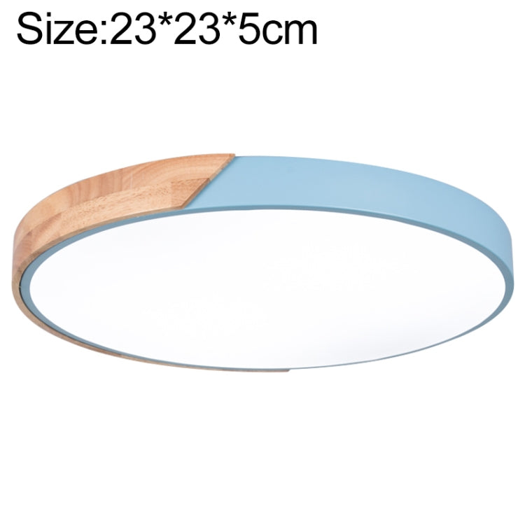 Wood Macaron LED Round Ceiling Lamp, White Light, Size:23cm(Blue)