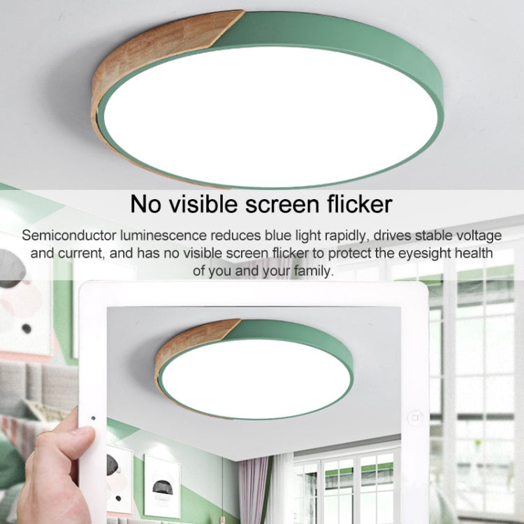 Wood Macaron LED Round Ceiling Lamp, White Light, Size:30cm(White)