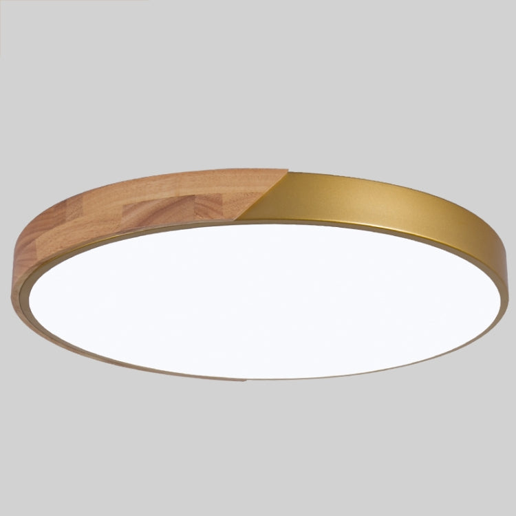 Wood Macaron LED Round Ceiling Lamp, White Light, Size:40cm(Gold)