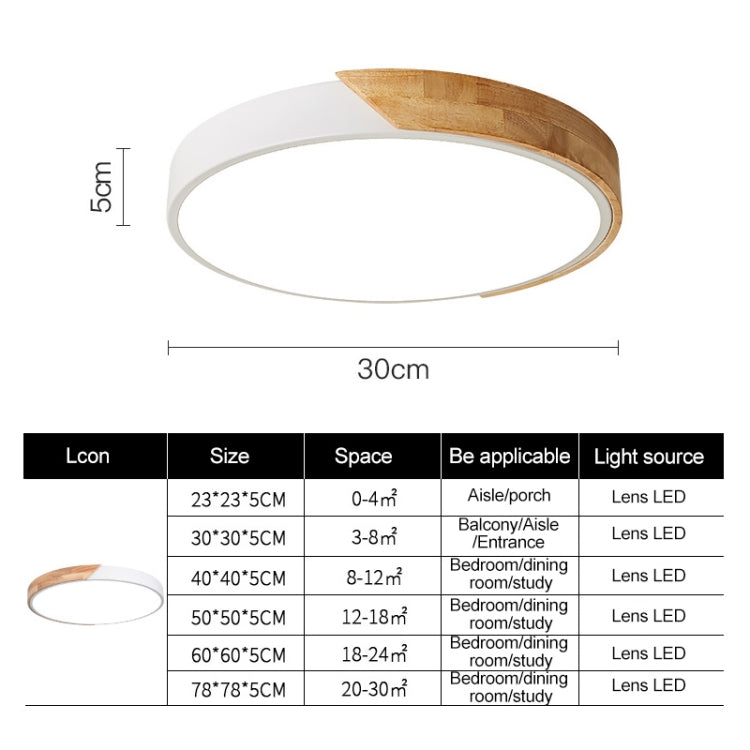 Wood Macaron LED Round Ceiling Lamp, White Light, Size:40cm(Gold)