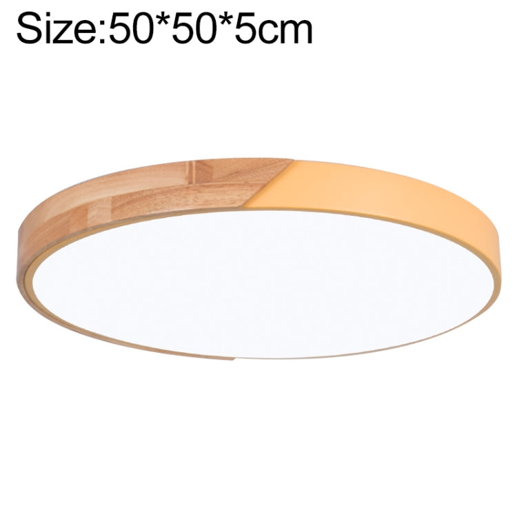 Wood Macaron LED Round Ceiling Lamp, White Light, Size:50cm(Yellow)