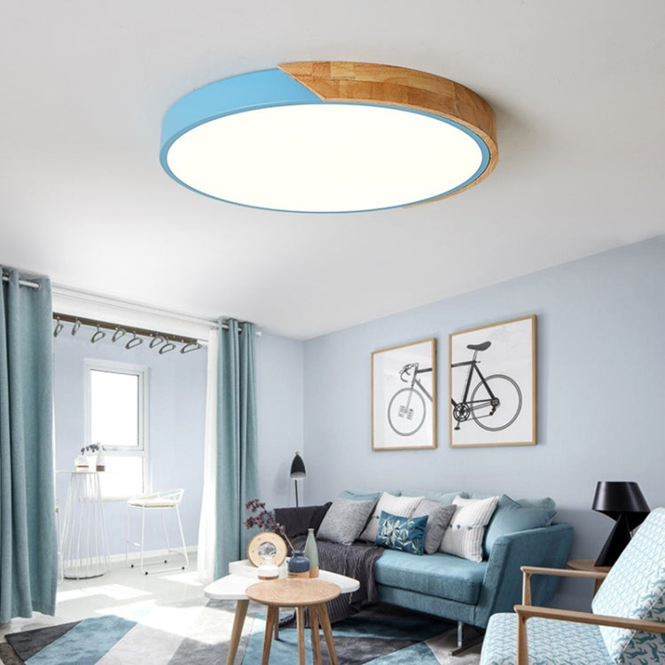 Wood Macaron LED Round Ceiling Lamp, White Light, Size:60cm(White)