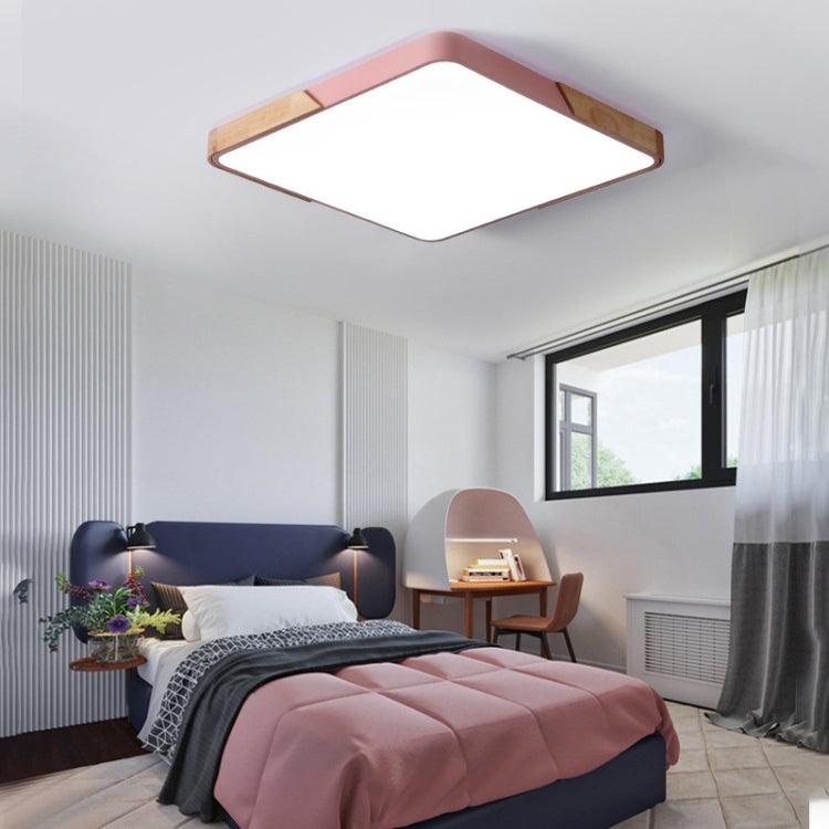 Wood Macaron LED Square Ceiling Lamp, White Light, Size:30cm(Yellow)