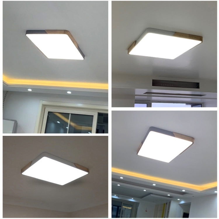 Wood Macaron LED Square Ceiling Lamp, White Light, Size:40cm(White)
