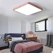 Wood Macaron LED Square Ceiling Lamp, White Light, Size:50cm(Gold)