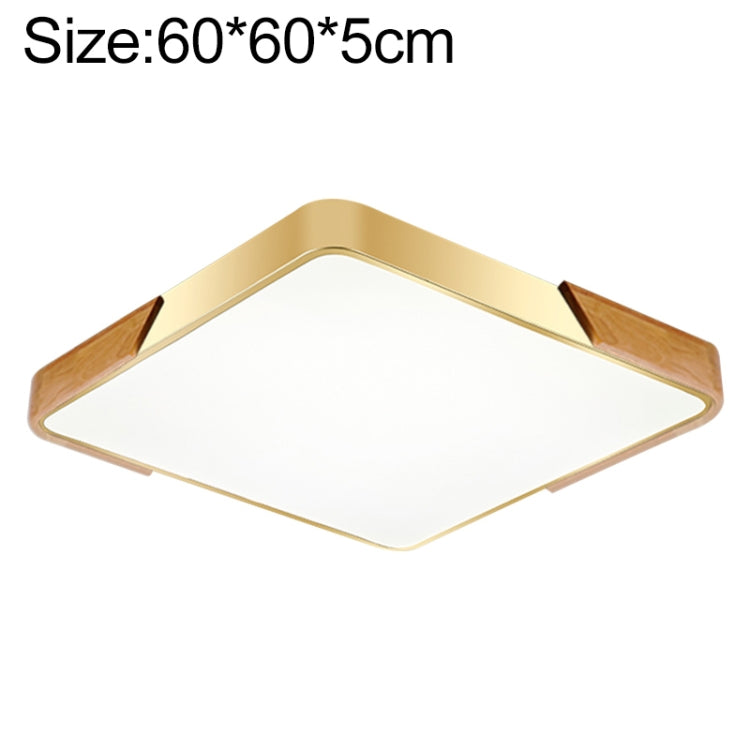 Wood Macaron LED Square Ceiling Lamp, 3-Colors Light, Size:60cm(Gold)