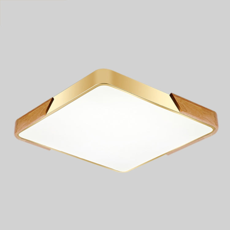 Wood Macaron LED Square Ceiling Lamp, 3-Colors Light, Size:60cm(Gold)