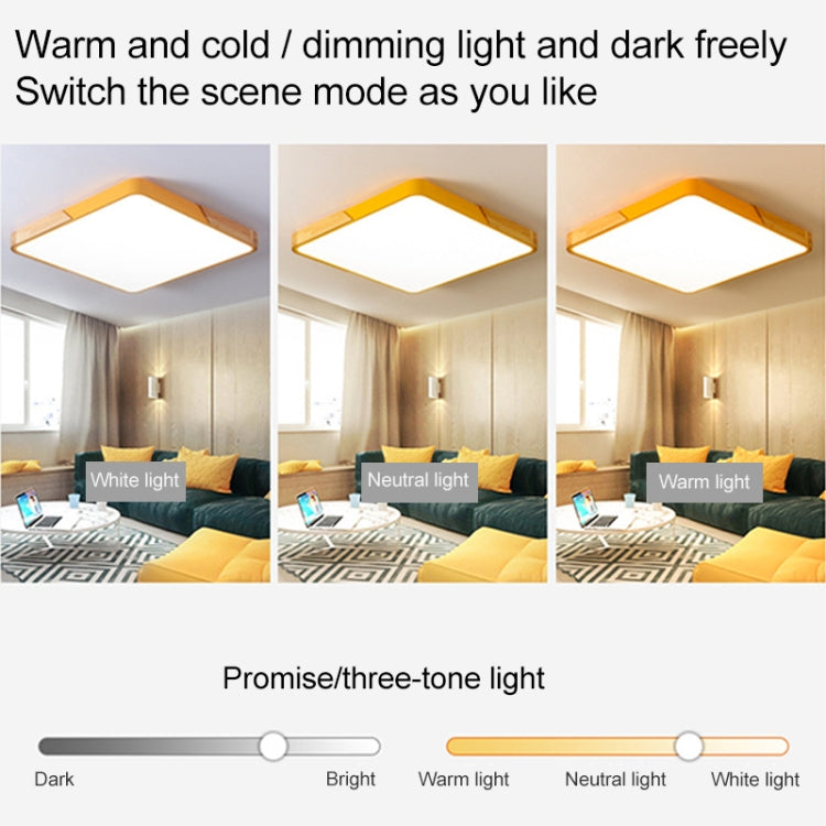 Wood Macaron LED Square Ceiling Lamp, 3-Colors Light, Size:60cm(Gold)