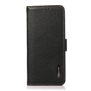 For Motorola Moto G60S KHAZNEH Side-Magnetic Litchi Genuine Leather RFID Case(Black)
