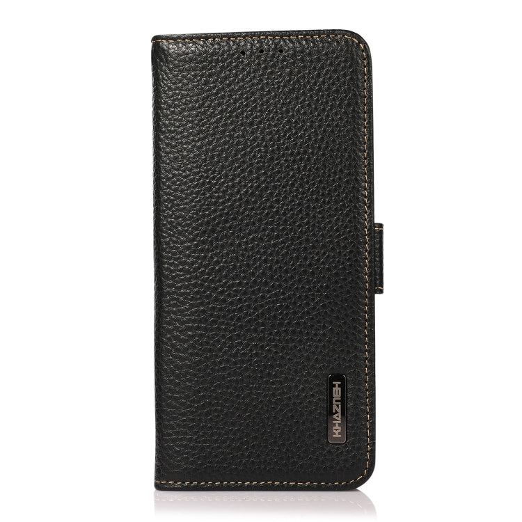For Motorola Moto G60S KHAZNEH Side-Magnetic Litchi Genuine Leather RFID Case(Black)